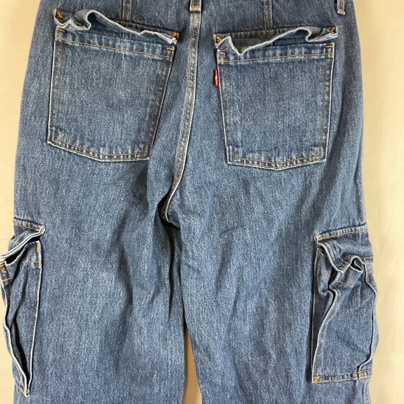 Levi's '94 Baggy Jeans 26 Blue Cargo Pockets Cinched Ankles - Picture 10 of 14